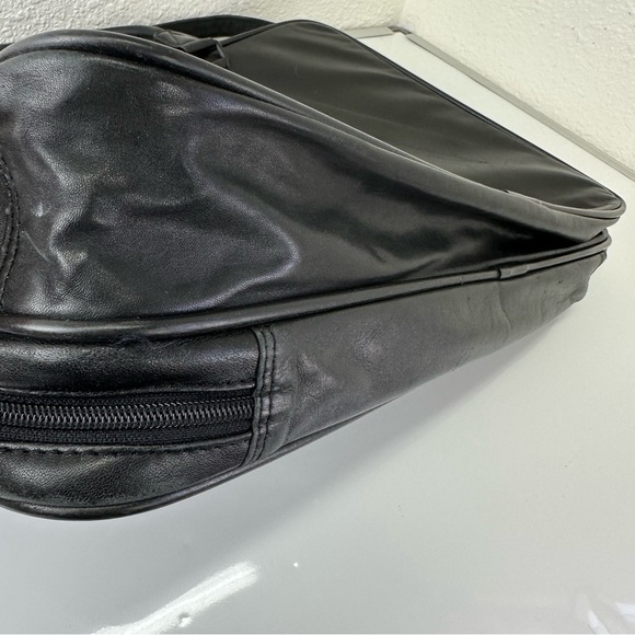 SATCHI genuine black leather messenger bag unisex academia - Picture 5 of 16